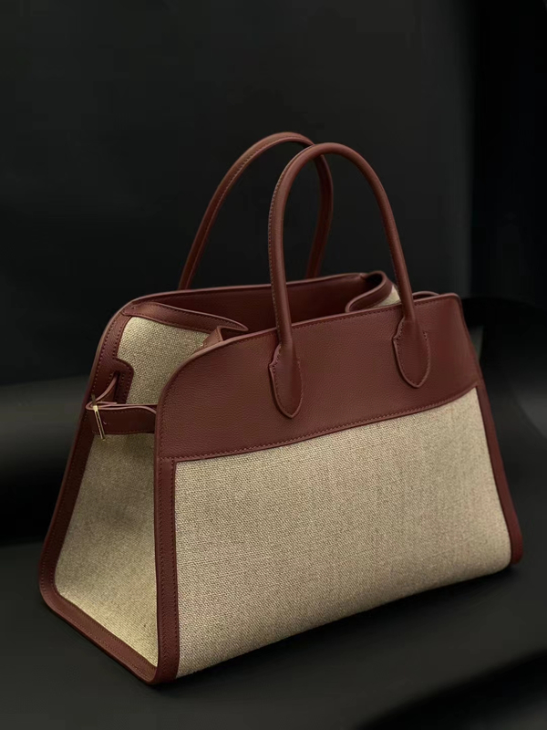 Custom High Quality Canvas And Leather Tote Handbag For Women