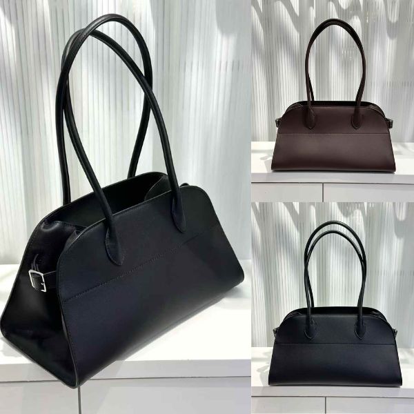 Soft Saddle Top Leather Shoulder Bag Tote Bag in Brown/Black