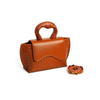 Women's Avio Blue Nappa Perlata Leather Handbag