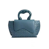Women's Avio Blue Nappa Perlata Leather Handbag
