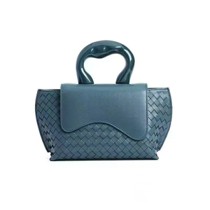 Women's Avio Blue Nappa Perlata Leather Handbag