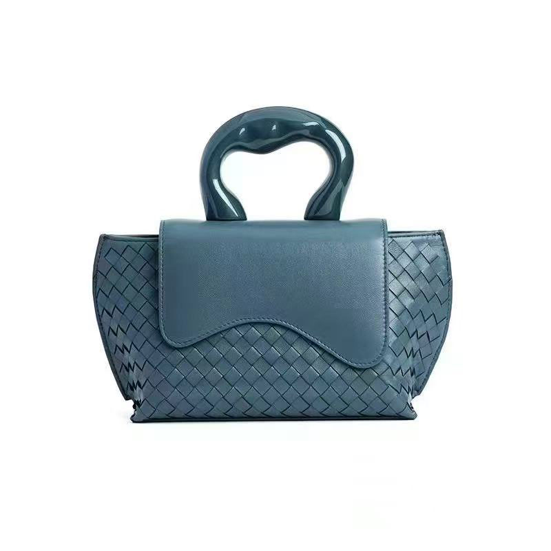 Women's Avio Blue Nappa Perlata Leather Handbag