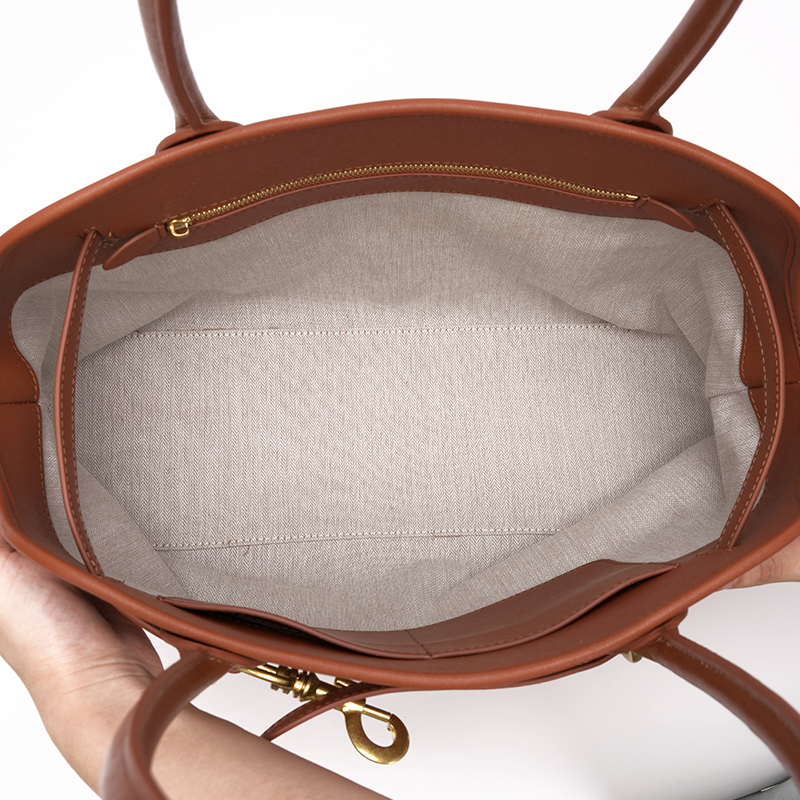 Women's Vintage Genuine Leather Tote Bag With Drawstring Buckle