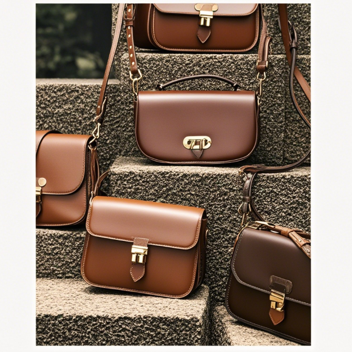 Brown Leather Satchel Crossbody Bag