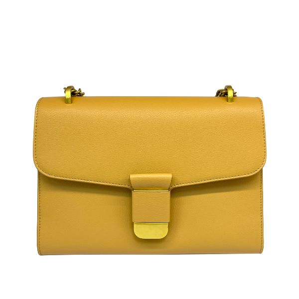 Turmeric Color Leather Satchel with Crossbody Leather Strap Handbag