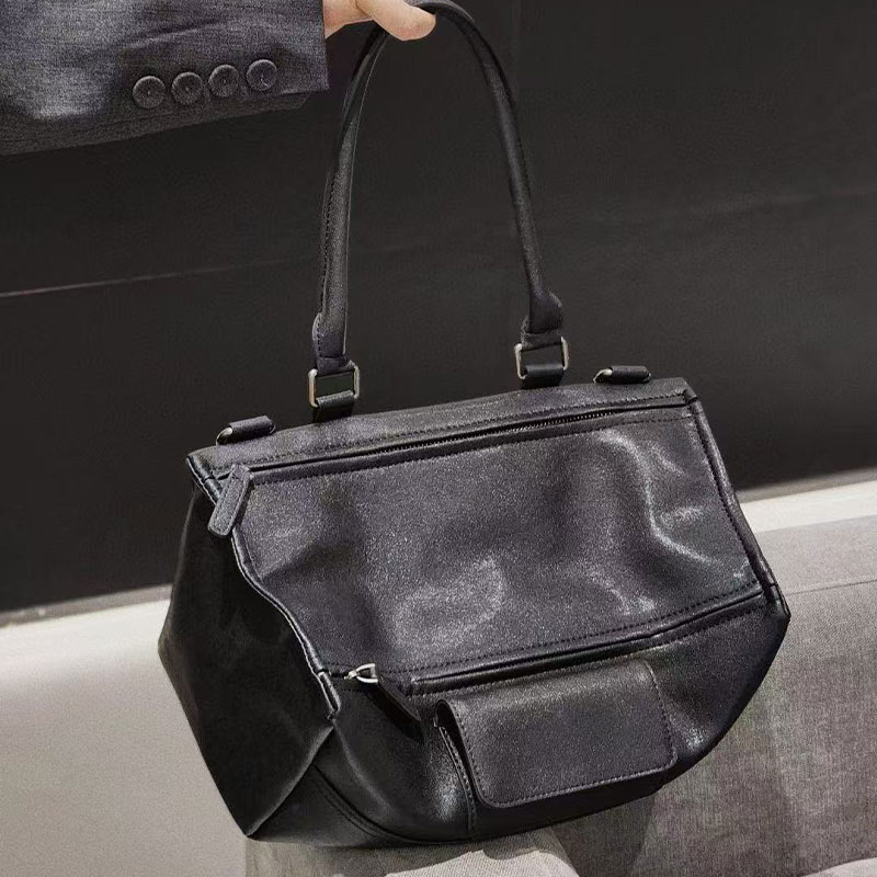 Wrinkled Real Leather Handbag Shoulder Bag Purse Tote Bag