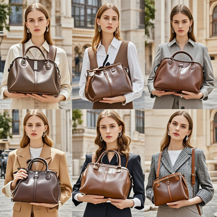 Custom Brown Leather Satchel Crossbody Bag for Wholesale