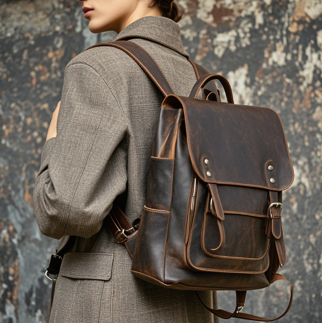 Custom Vintage Leather Backpack Bags for Daily Use