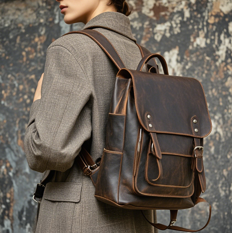 Custom Vintage Leather Backpack Bags for Daily Use