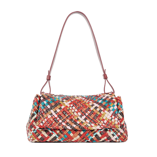  Customization Women's Genuine Leather Woven Shoulder Bag, Women's Crossbody Bag, Colorful Handbag