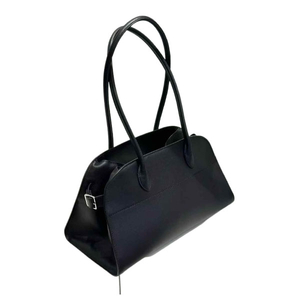 Soft Saddle Top Leather Shoulder Bag Tote Bag in Brown/Black