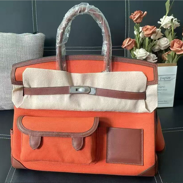 Designer Canvas Swift Leather Handbag Tote Bag with Pocket