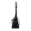 Women's Black Genuine Leather Minimalist Magnetic Tote Bag