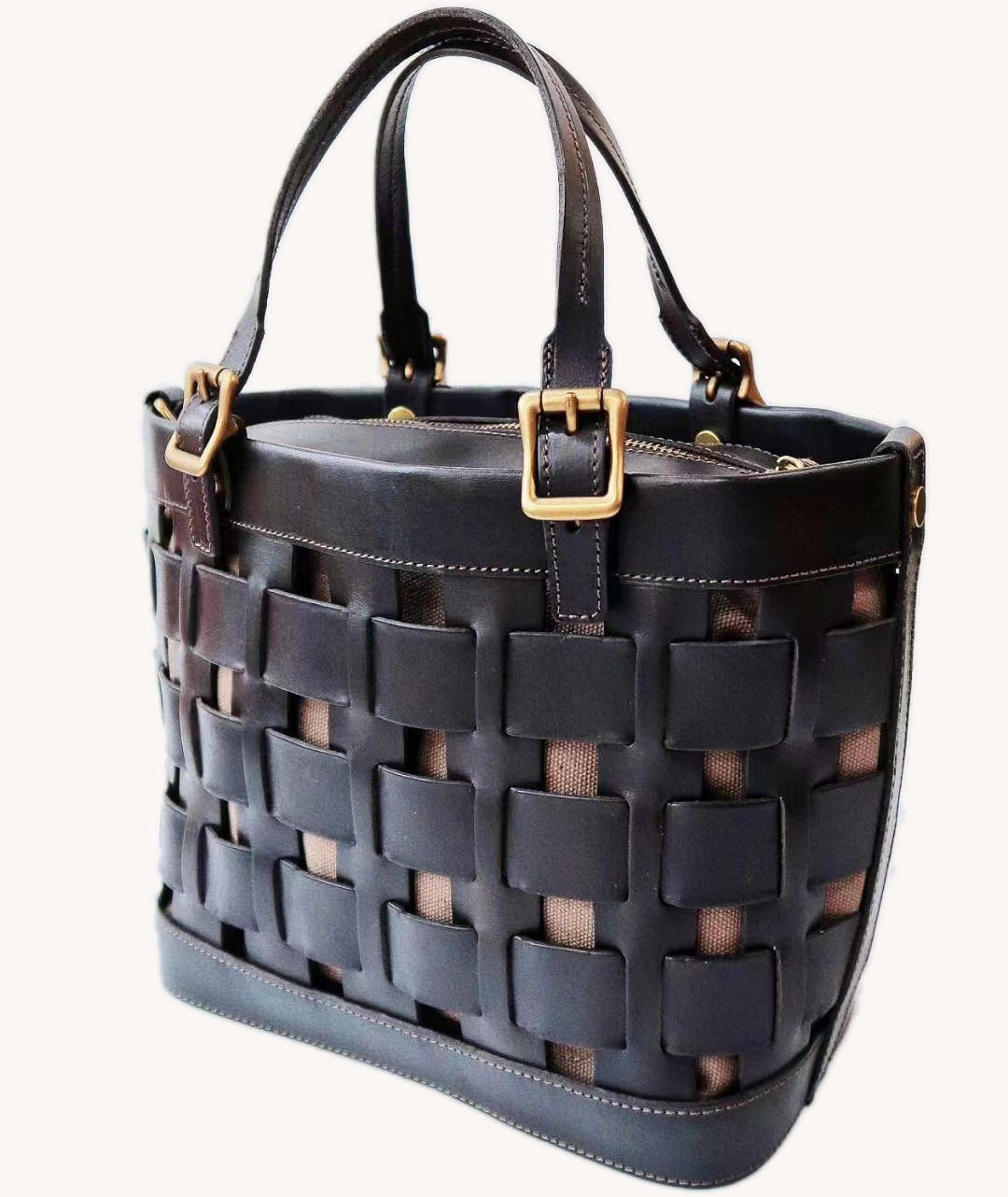 Fashion Shoulder Bag Handwoven Tote Bag Genuine Leather Tote Bag For Women