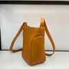 Custom Calfskin Simple Style Orange Leather With Curved Shoulder Bags