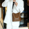 Custom Shoulder Bag Simple Women's Single Crossbody Leather Bucket Bag 