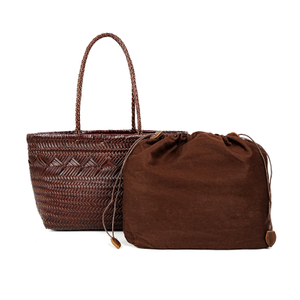 Wholesale High Quality Soft Leather Woven Tote Bag Cowhide Handbag