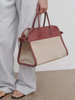 Custom High Quality Canvas And Leather Tote Handbag For Women