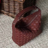 Custom High Quality Ladies Genuine Leather Bordeaux Red Handmade Woven Handbag From China Supplier
