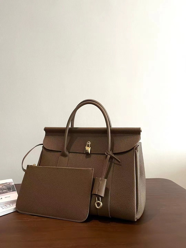 Custom Genuine Leather Large Capacity Handbag High Quality Tote Bag with Pouch Designer Bags for Women