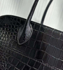 Luxurious Crocodile Texture Solid Black Purse Female Handbag