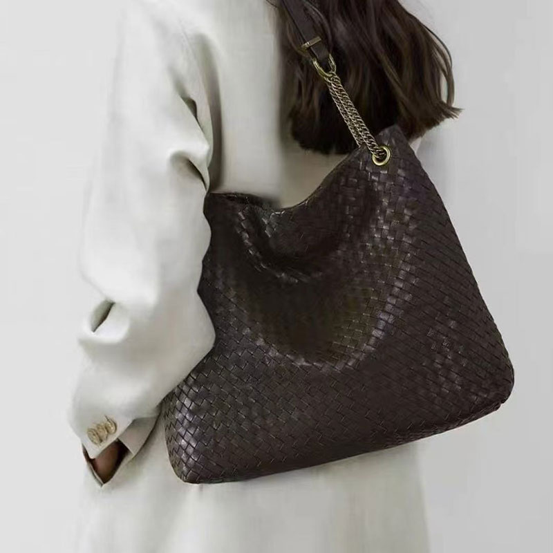 Large Parachute Bag Quality Leather Chain Big Tote Women