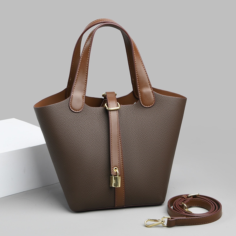New Style Bucket Bag Vegetable Basket Women's Bag Genuine Leather Handbag